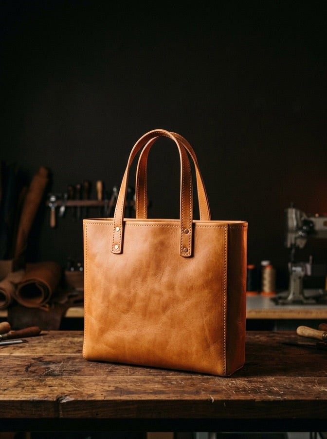 Tote de cuero hecho con el molde TB-01